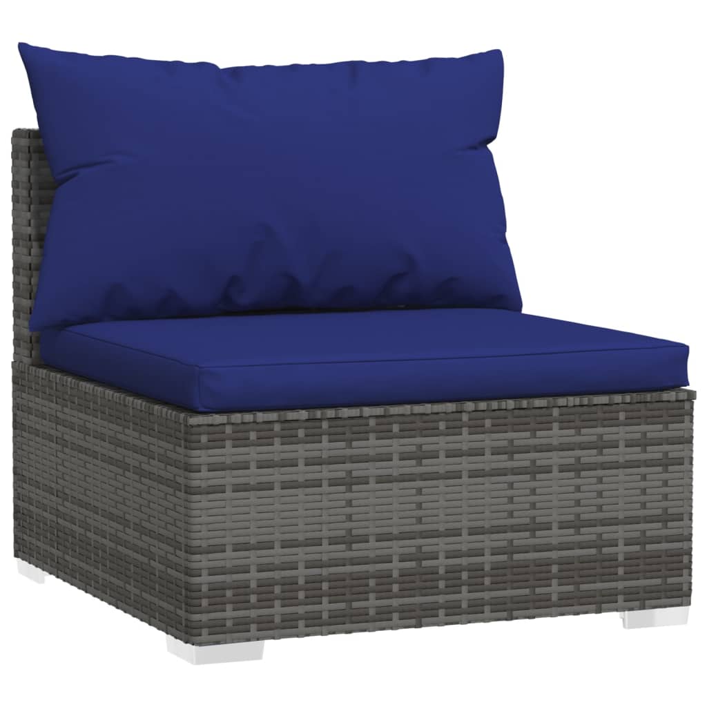 vidaXL 13-tlg. Garten-Lounge-Set mit Kissen Grau Poly Rattan