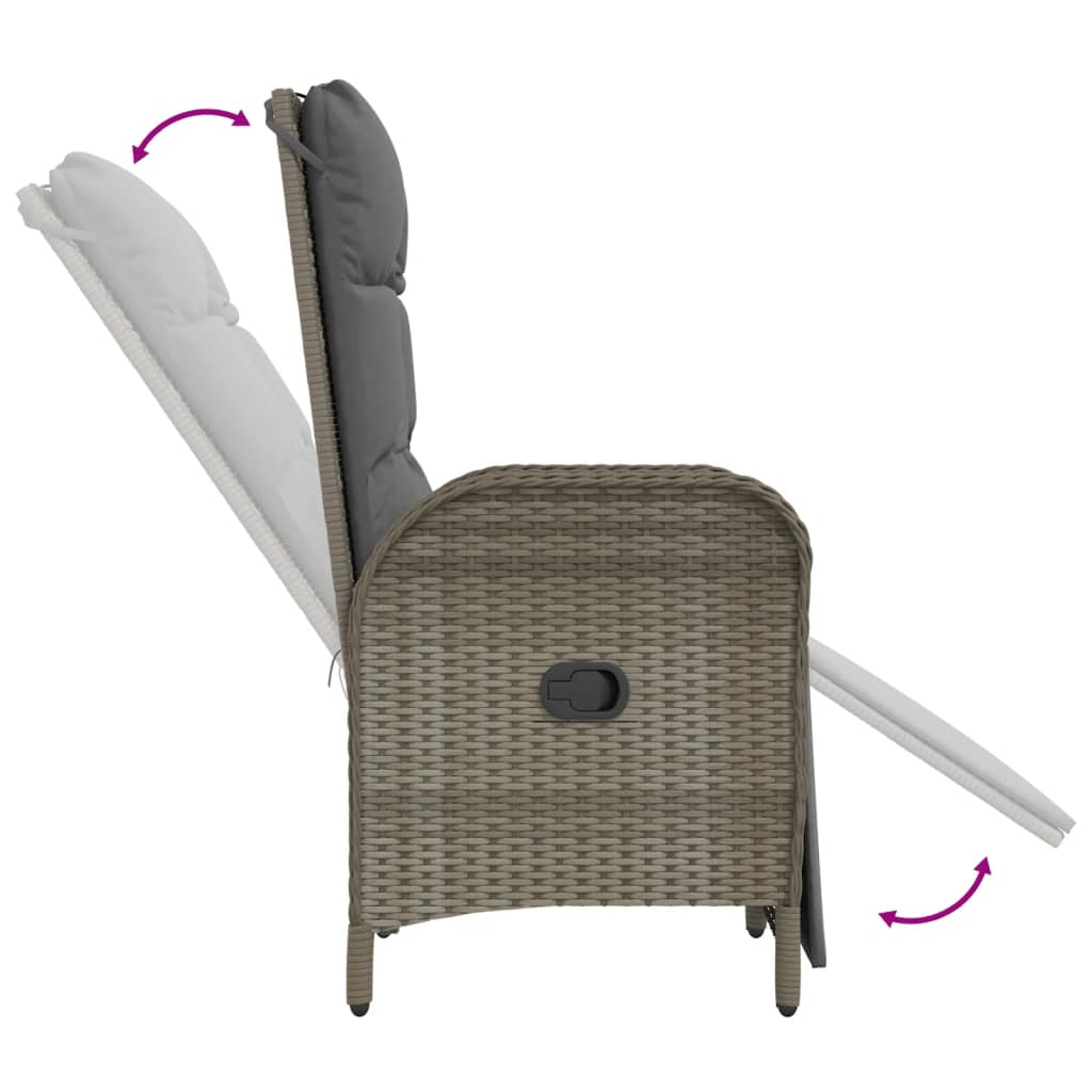 vidaXL 4-tlg. Garten-Essgruppe mit Kissen Grau Poly Rattan