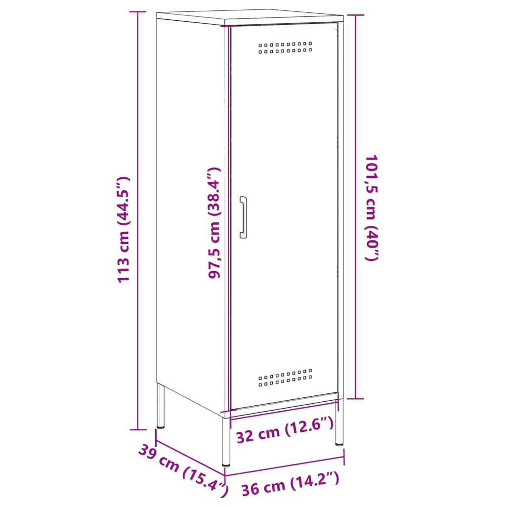 vidaXL Highboard Olivgrün 36x39x113 cm Stahl