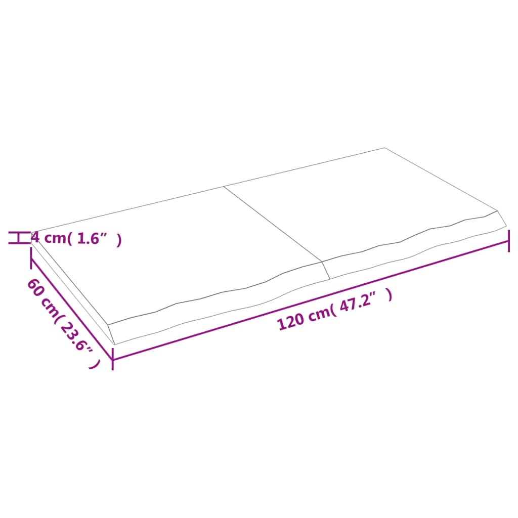 vidaXL Waschtischplatte Hellbraun 120x60x(2-4) cm Massivholz Behandelt