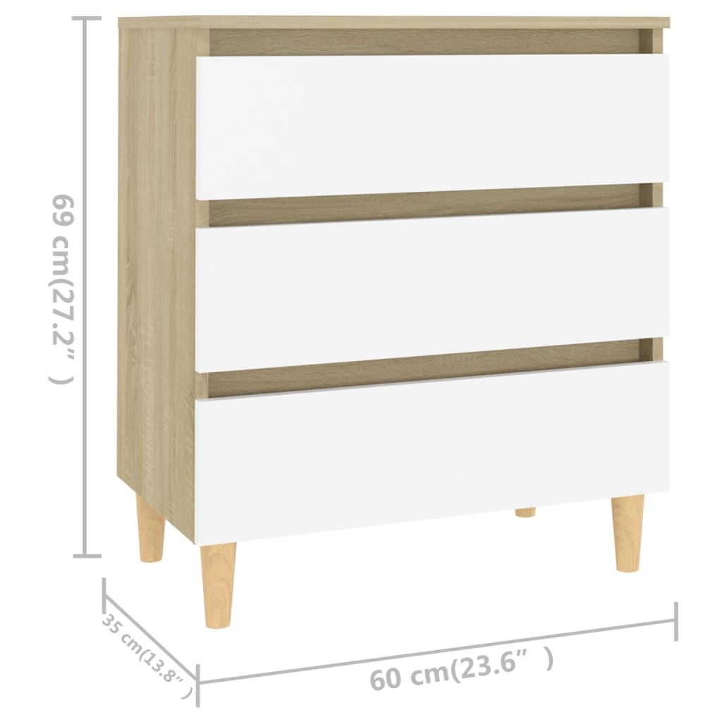 vidaXL Sideboard Weiß und Sonoma-Eiche 60x35x69 cm Holzwerkstoff