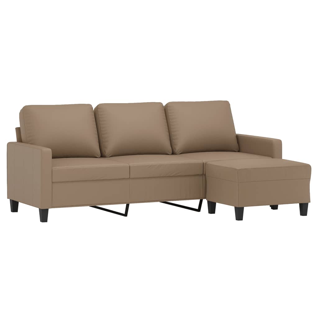 vidaXL 3-Sitzer-Sofa mit Hocker Cappuccino-Braun 180 cm Kunstleder