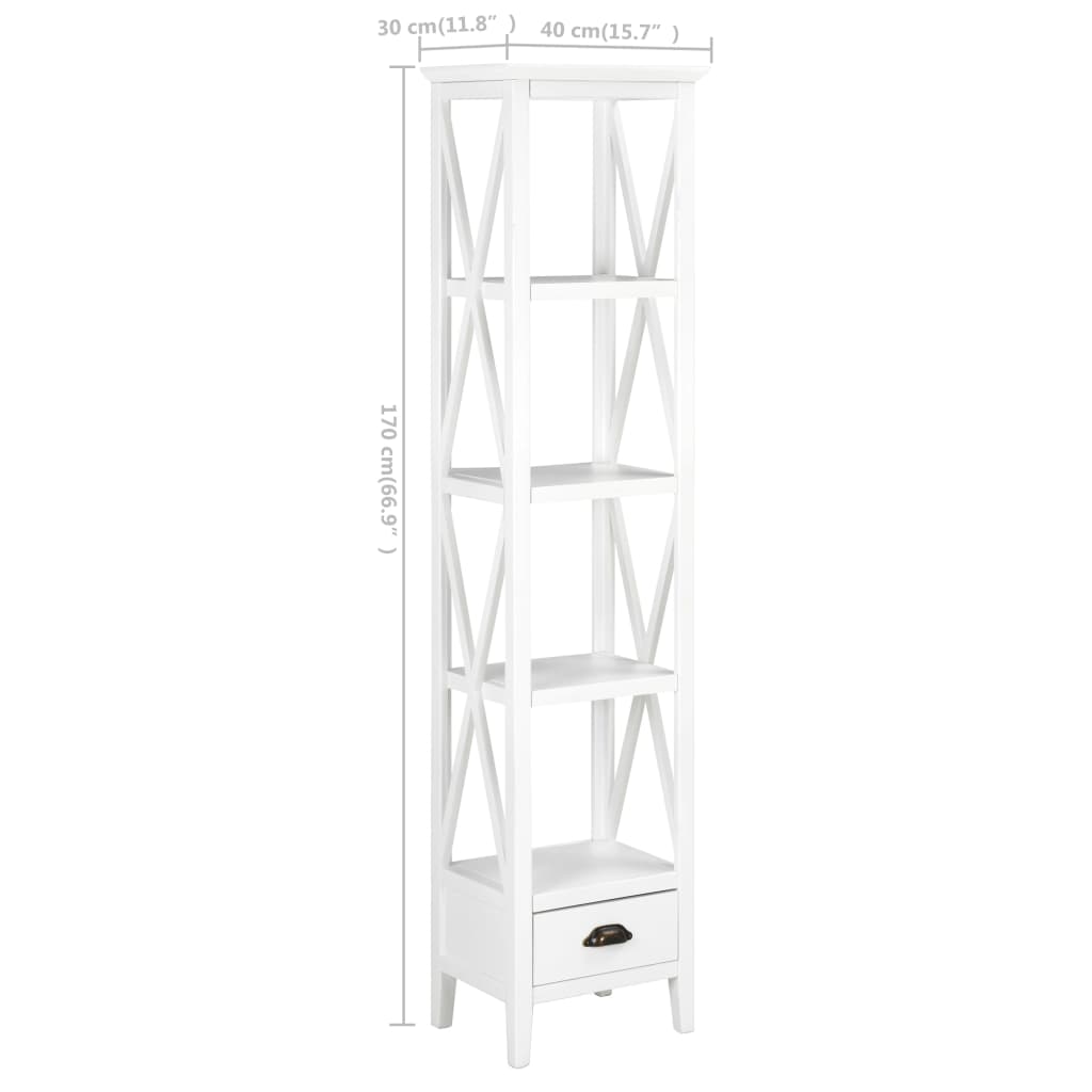 vidaXL Bücherregal mit 1 Schublade Weiß 40x30x170 cm MDF