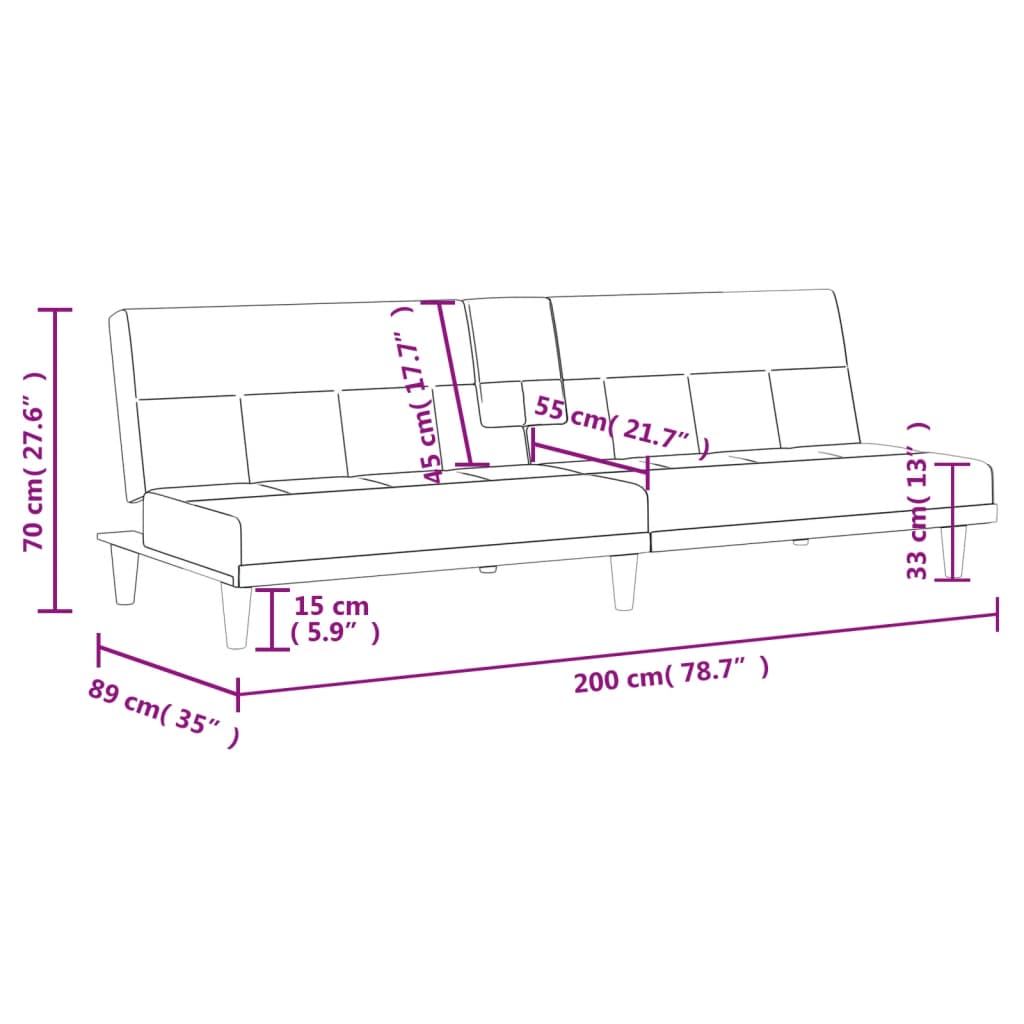 vidaXL Schlafsofa mit Getränkehaltern Dunkelgrau Stoff