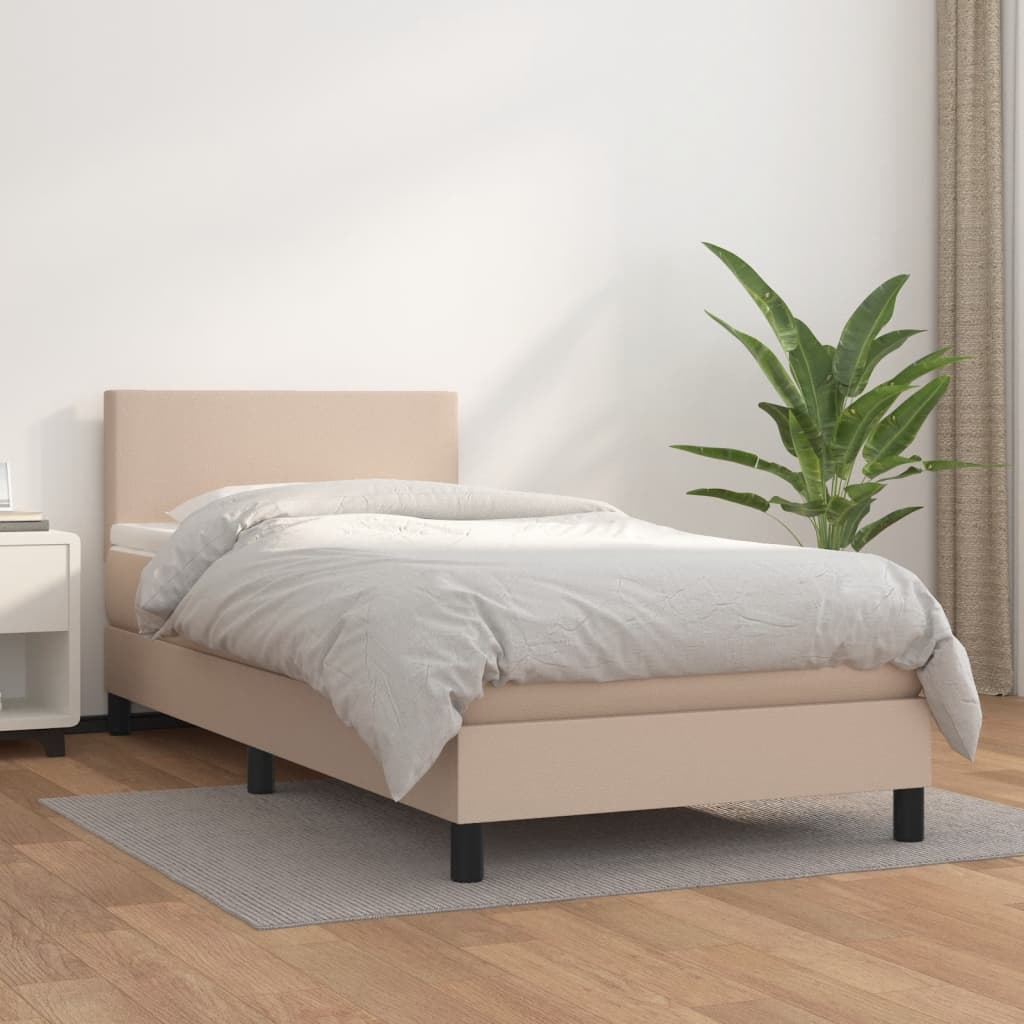 vidaXL Boxspringbett Matratze Cappuccino-Braun 100x200cm Kunstleder