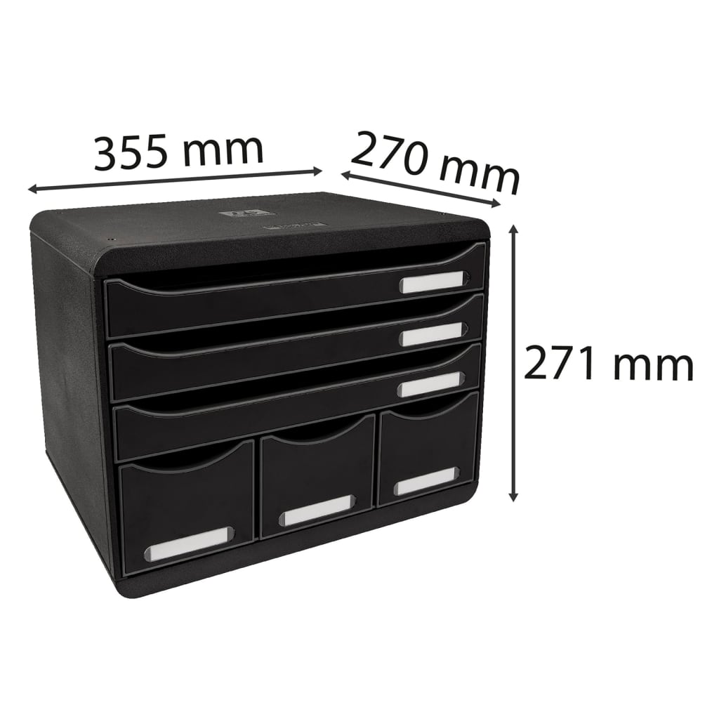 Exacompta Store-Box Schubladenbox Maxi mit 6 Laden Glänzend Schwarz