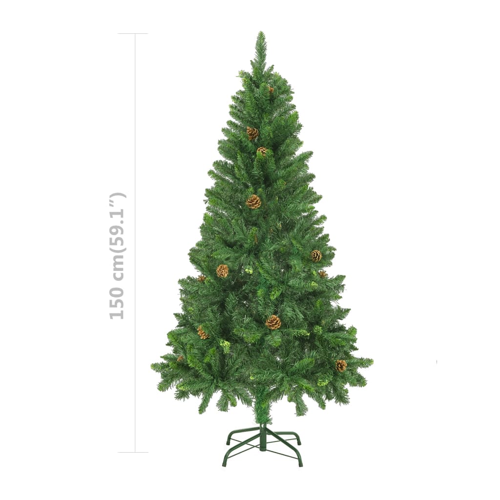vidaXL Künstlicher Weihnachtsbaum mit Beleuchtung Kugeln Zapfen 150 cm