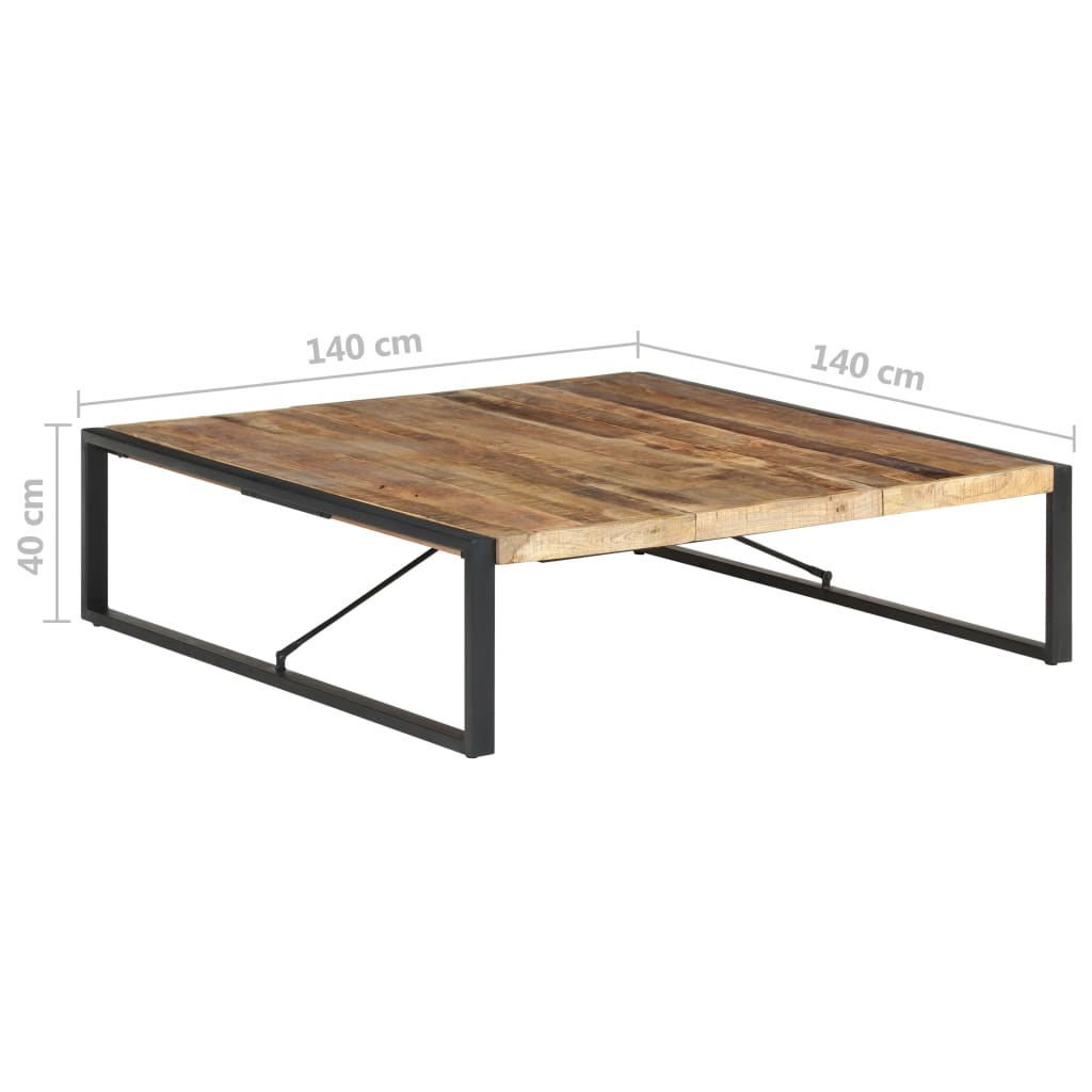 vidaXL Couchtisch 140x140x40 cm Raues Mangoholz