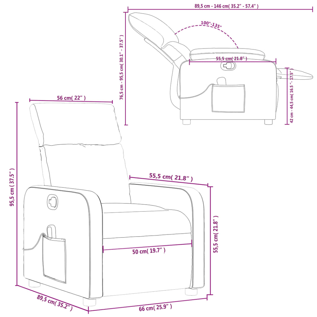 vidaXL Massagesessel Taupe Stoff