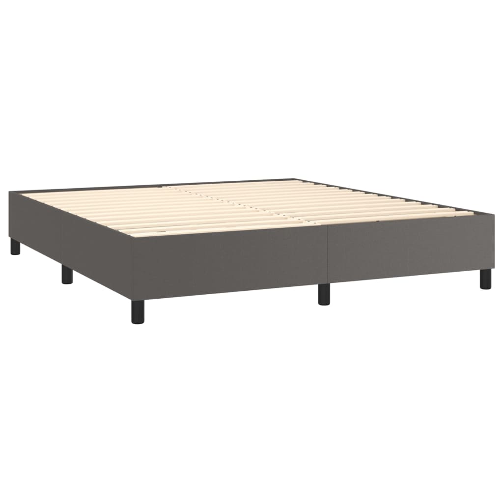 vidaXL Boxspringbett mit Matratze & LED Grau 160x200 cm Kunstleder