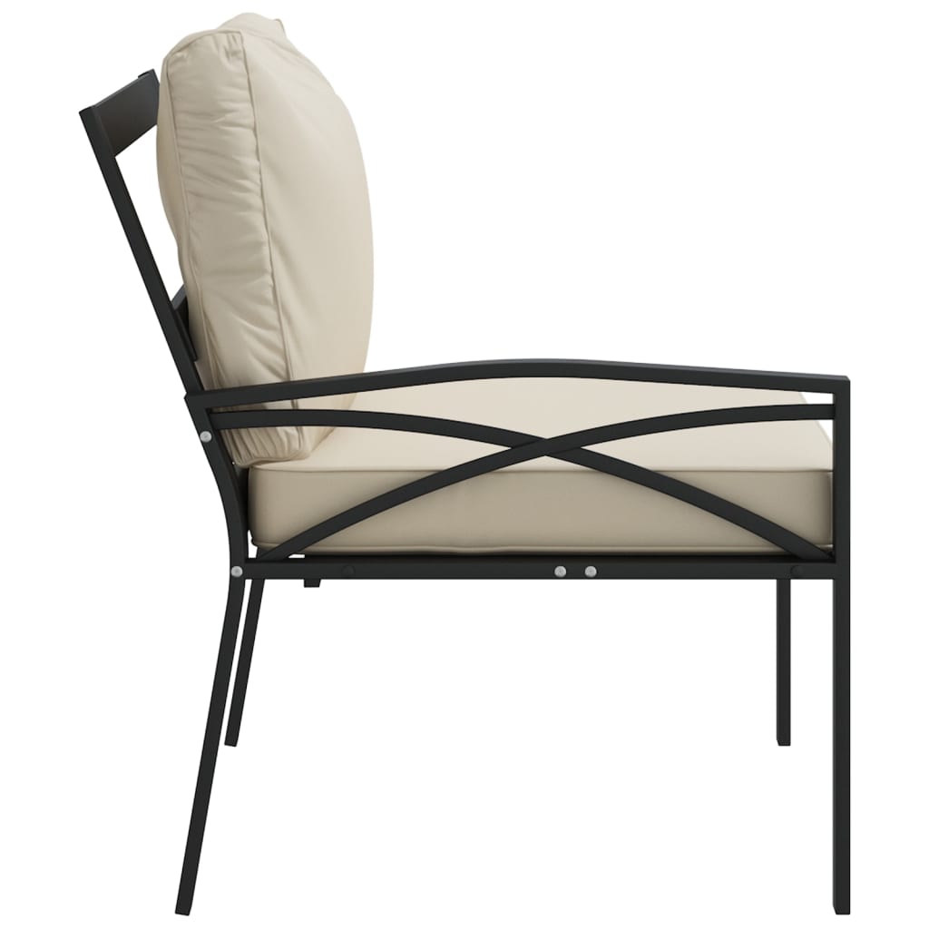 vidaXL Gartenstühle mit Sandfarbigen Kissen 2 Stk. 62x75x79 cm Stahl