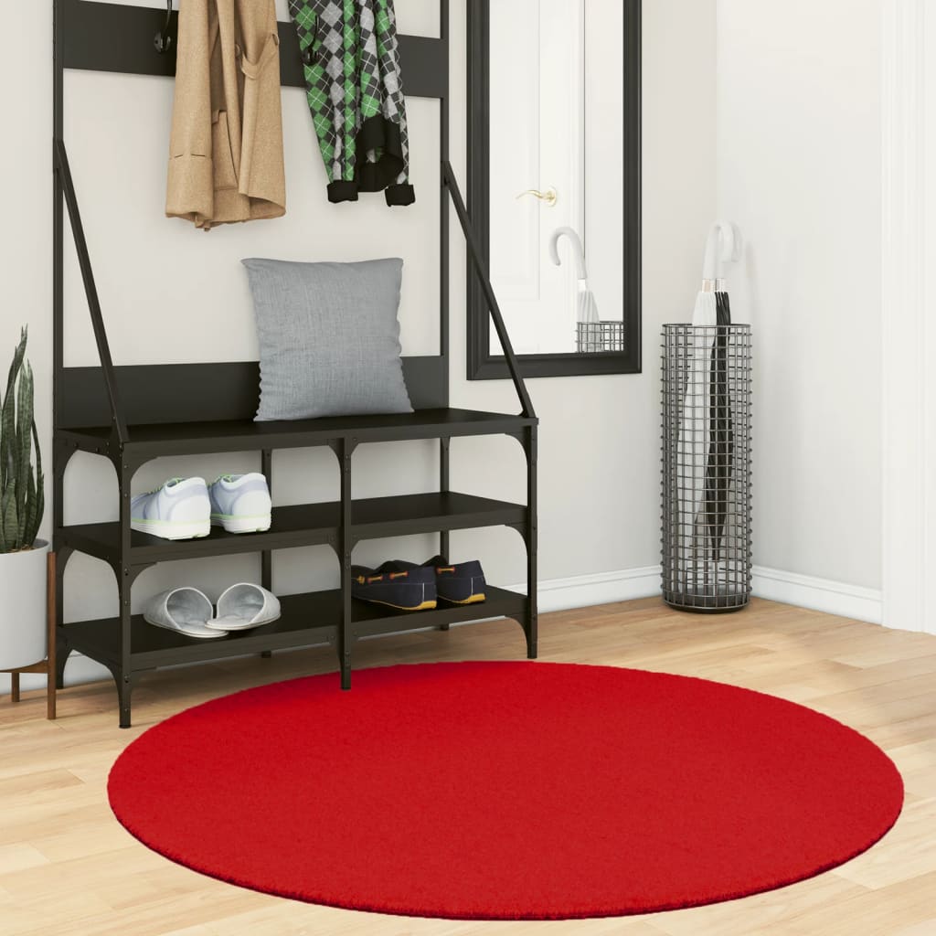 vidaXL Teppich OVIEDO Kurzflor Rot Ø 120 cm