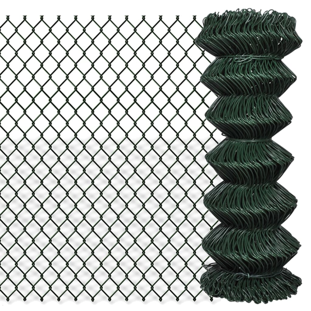 VidaXL Maschendrahtzaun 1x15 M Grün - PVC-beschichtet, Wetterfest & UV-beständig