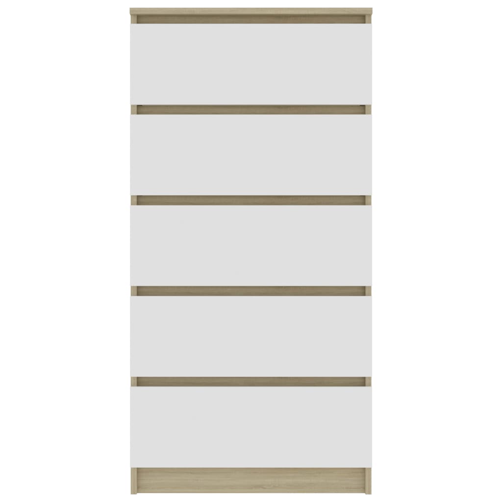vidaXL Sideboard mit Schubladen Weiß Sonoma-Eiche 60x35x121cm