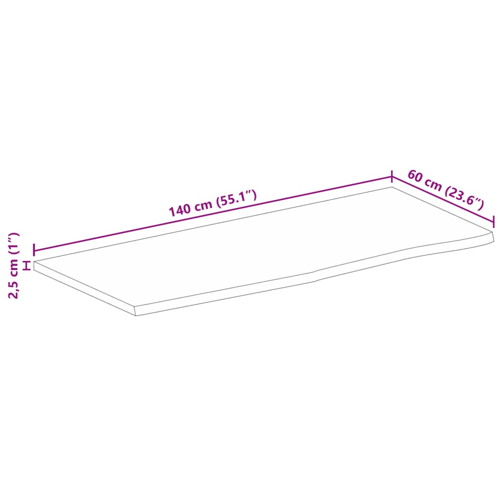 vidaXL Tischplatte mit Baumkante 140x60x2,5 cm Massivholz Mango