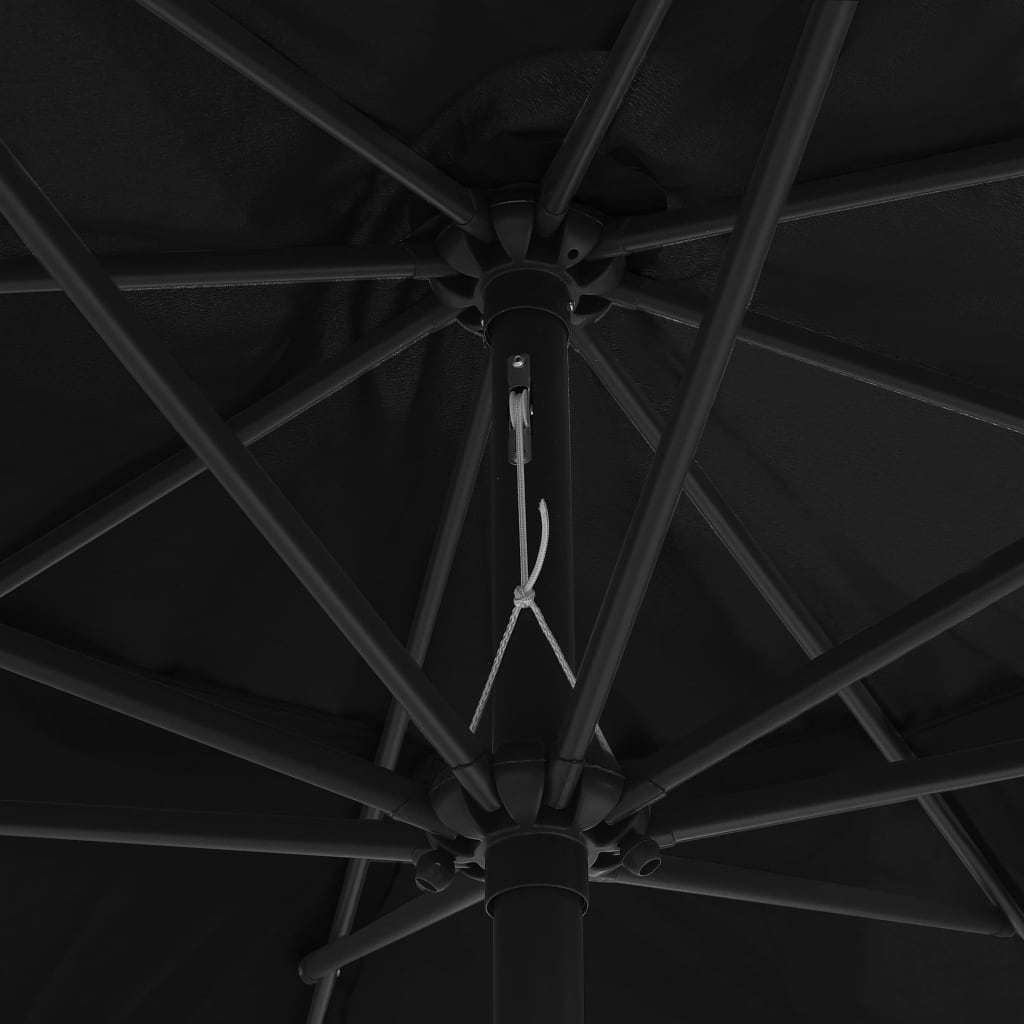 vidaXL Sonnenschirm mit Metall-Mast 390 cm Schwarz