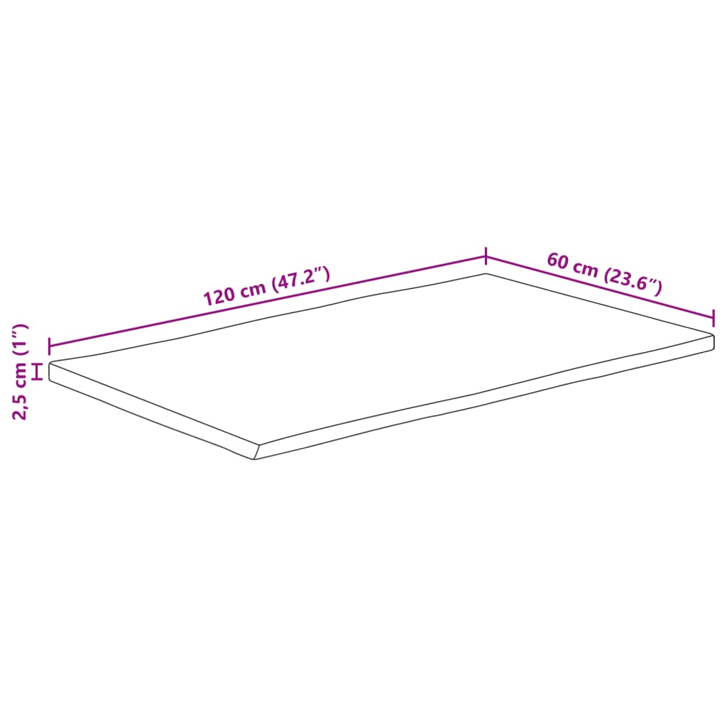 vidaXL Tischplatte mit Baumkante 120x60x2,5 cm Massivholz Mango