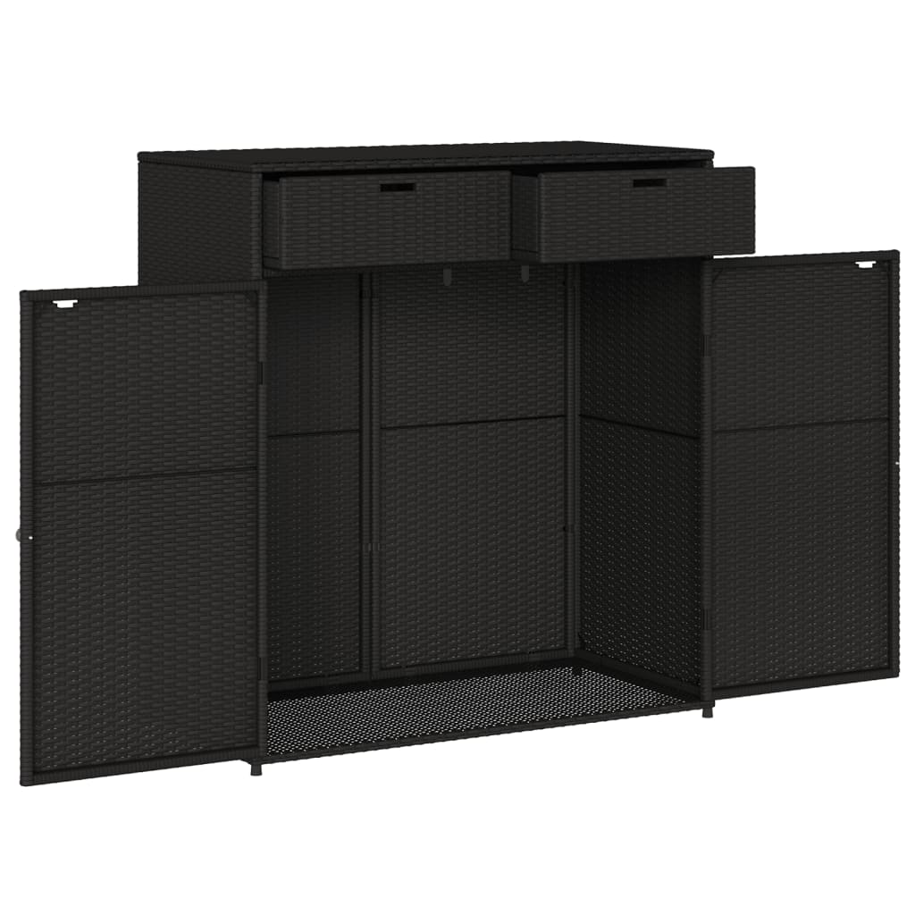 vidaXL Gartenschrank Schwarz 105x55x113 cm Poly Rattan