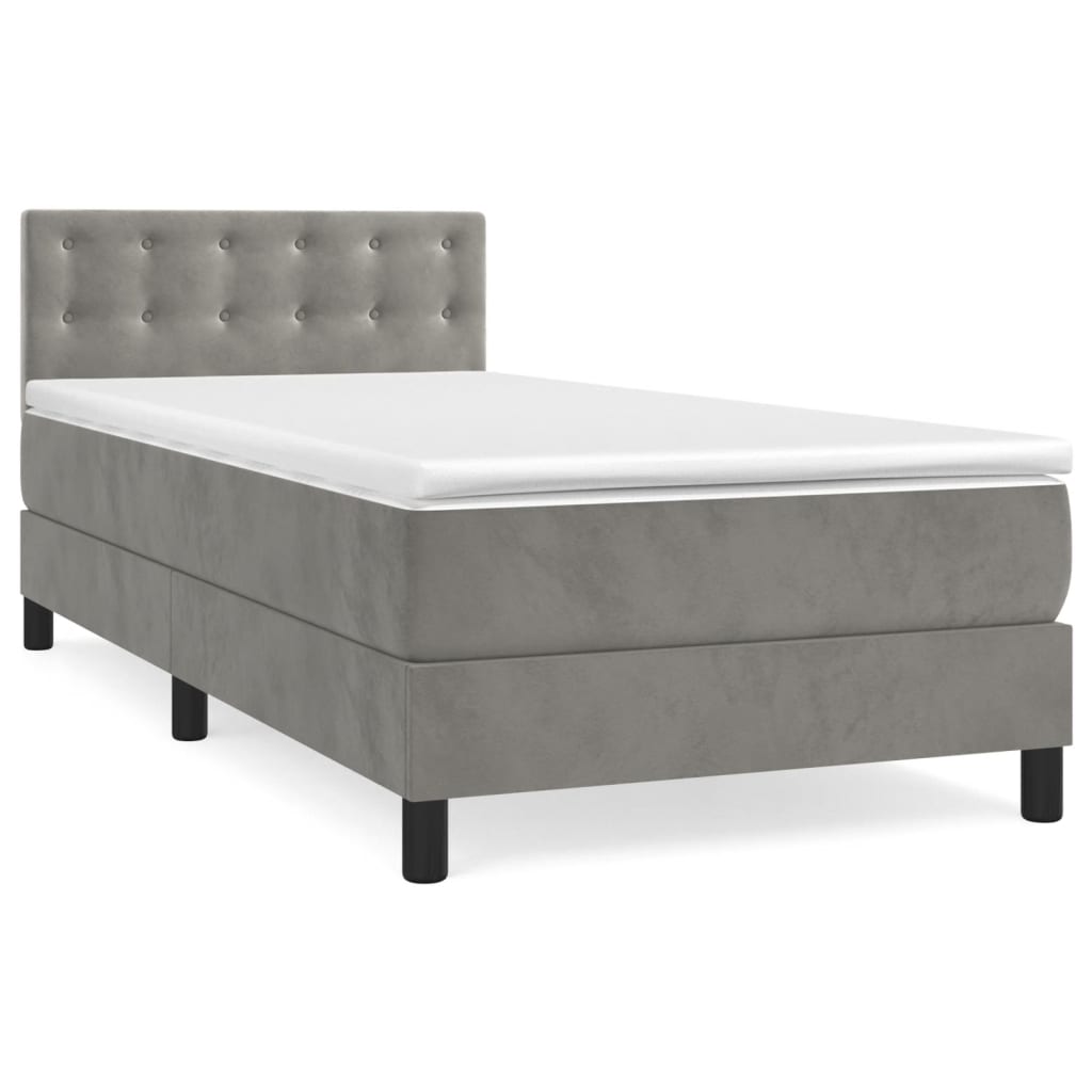 vidaXL Boxspringbett mit Matratze Hellgrau 80x200 cm Samt