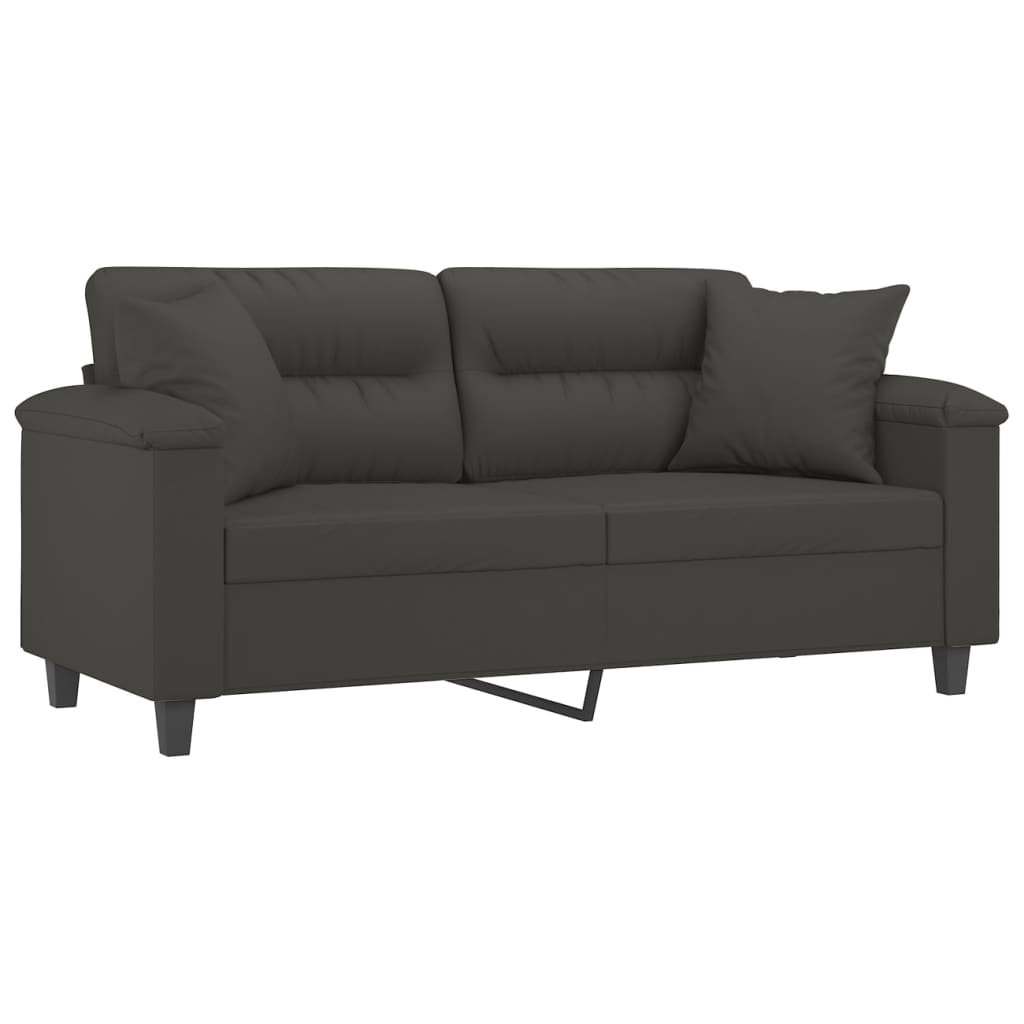 vidaXL 2-Sitzer-Sofa mit Kissen Dunkelgrau 140 cm Mikrofasergewebe