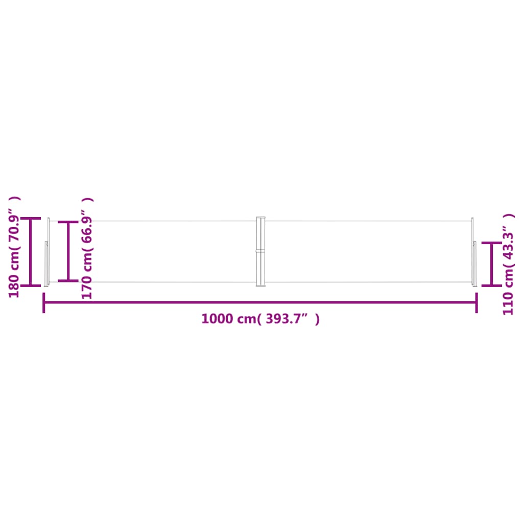 vidaXL Seitenmarkise Ausziehbar Braun 180x1000 cm