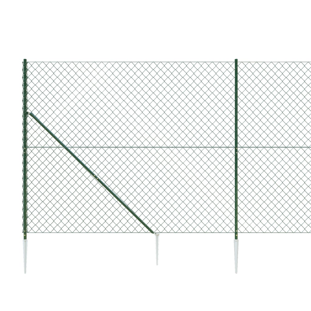 vidaXL Maschendrahtzaun mit Bodenhülsen Grün 0,8x25 m