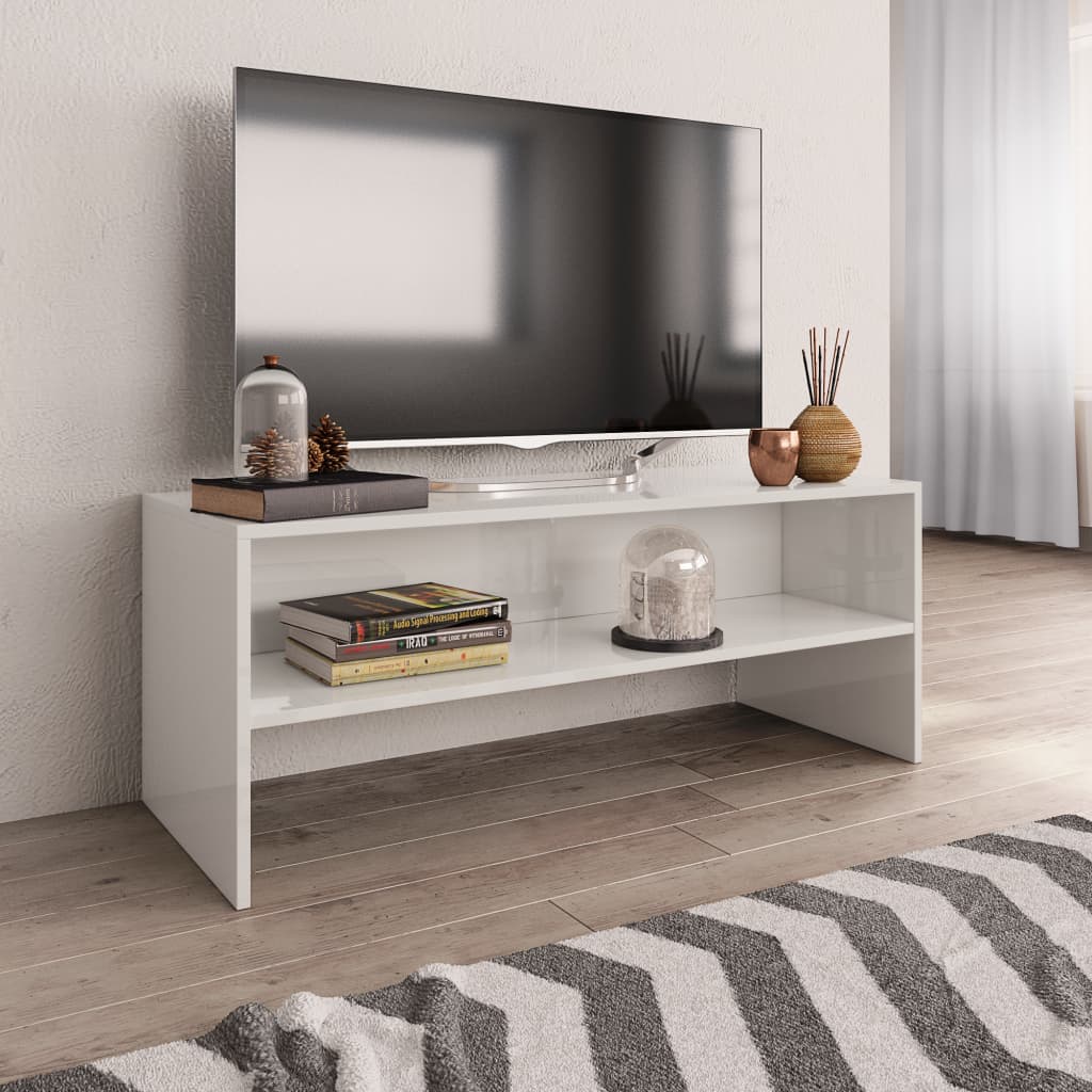 vidaXL TV-Schrank Hochglanz-Weiß 100x40x40 cm Holzwerkstoff