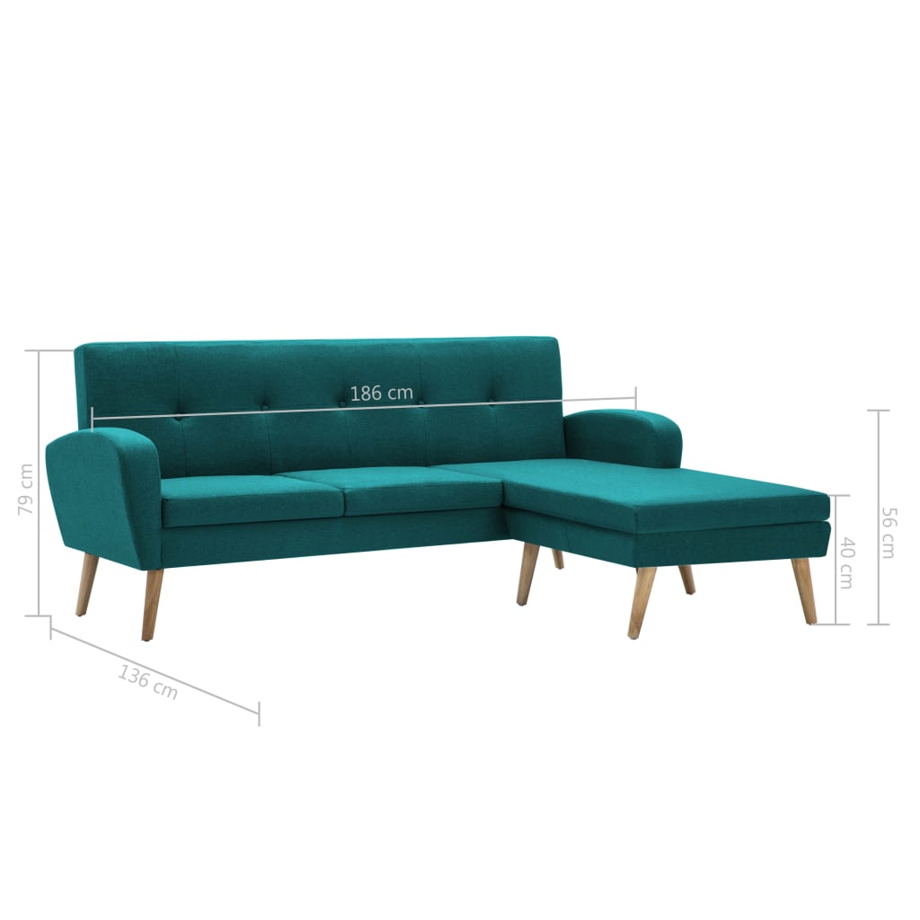 vidaXL Sofa in L-Form Stoffbezug 186 x 136 x 79 cm Grün