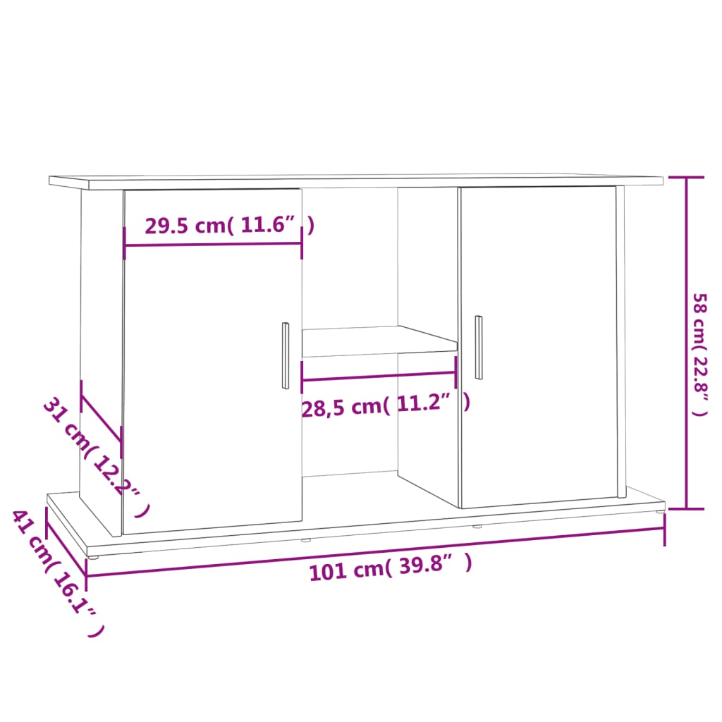 vidaXL Aquariumständer Hochglanz-Weiß 101x41x58 cm Holzwerkstoff