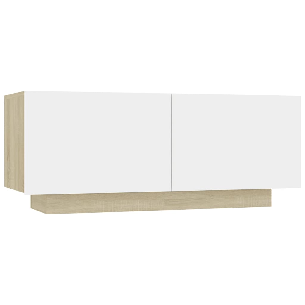 vidaXL Nachttisch Weiß und Sonoma-Eiche 100x35x40 cm Holzwerkstoff