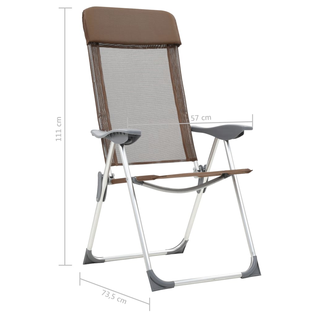 vidaXL Klappbare Campingstühle 2 Stk. Aluminium Braun