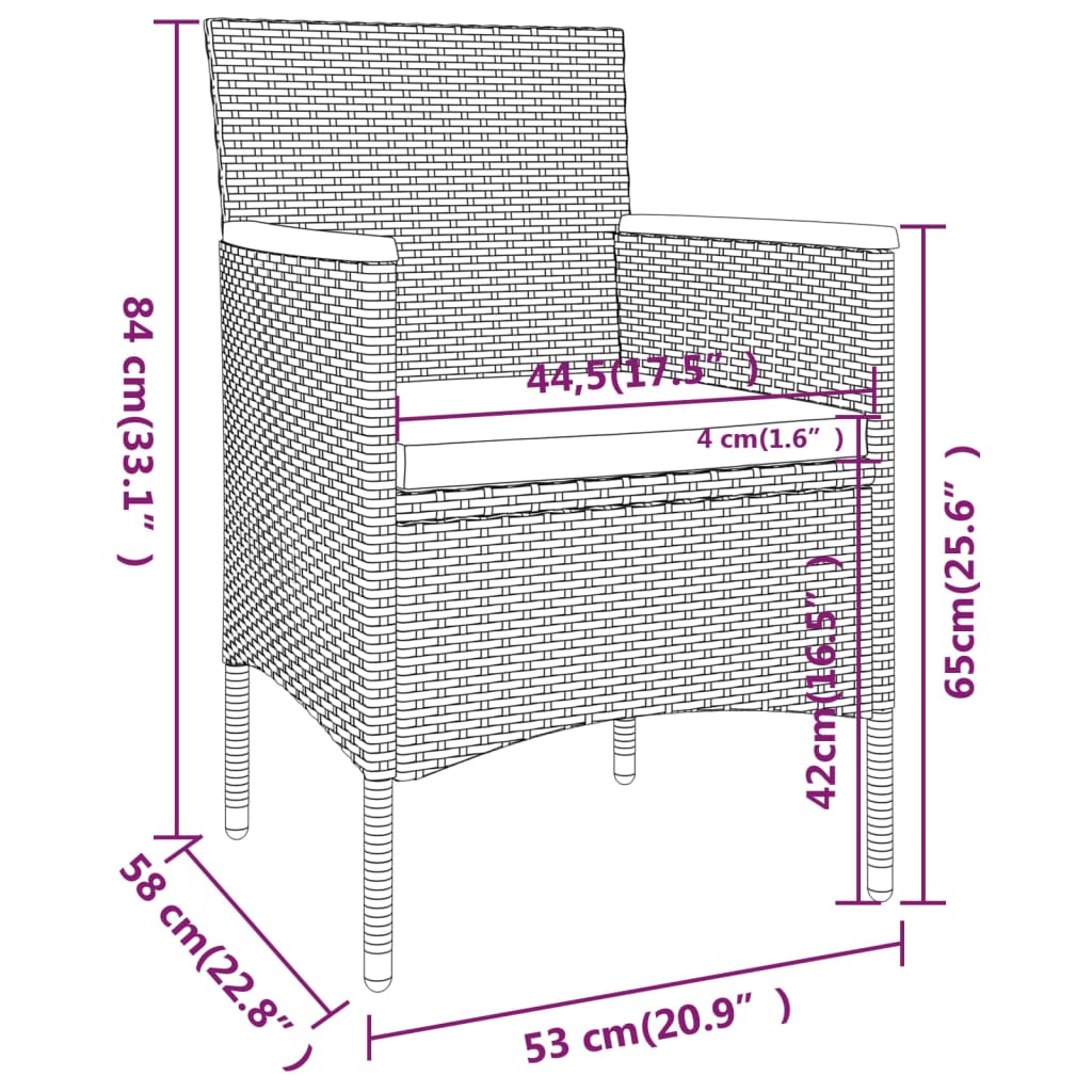 vidaXL 5-tlg. Garten-Essgruppe Poly Rattan & Massivholz Akazie Grau