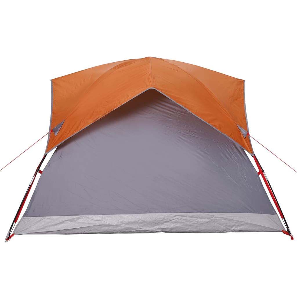 vidaXL Campingzelt 4 Personen Grau und Orange Wasserdicht