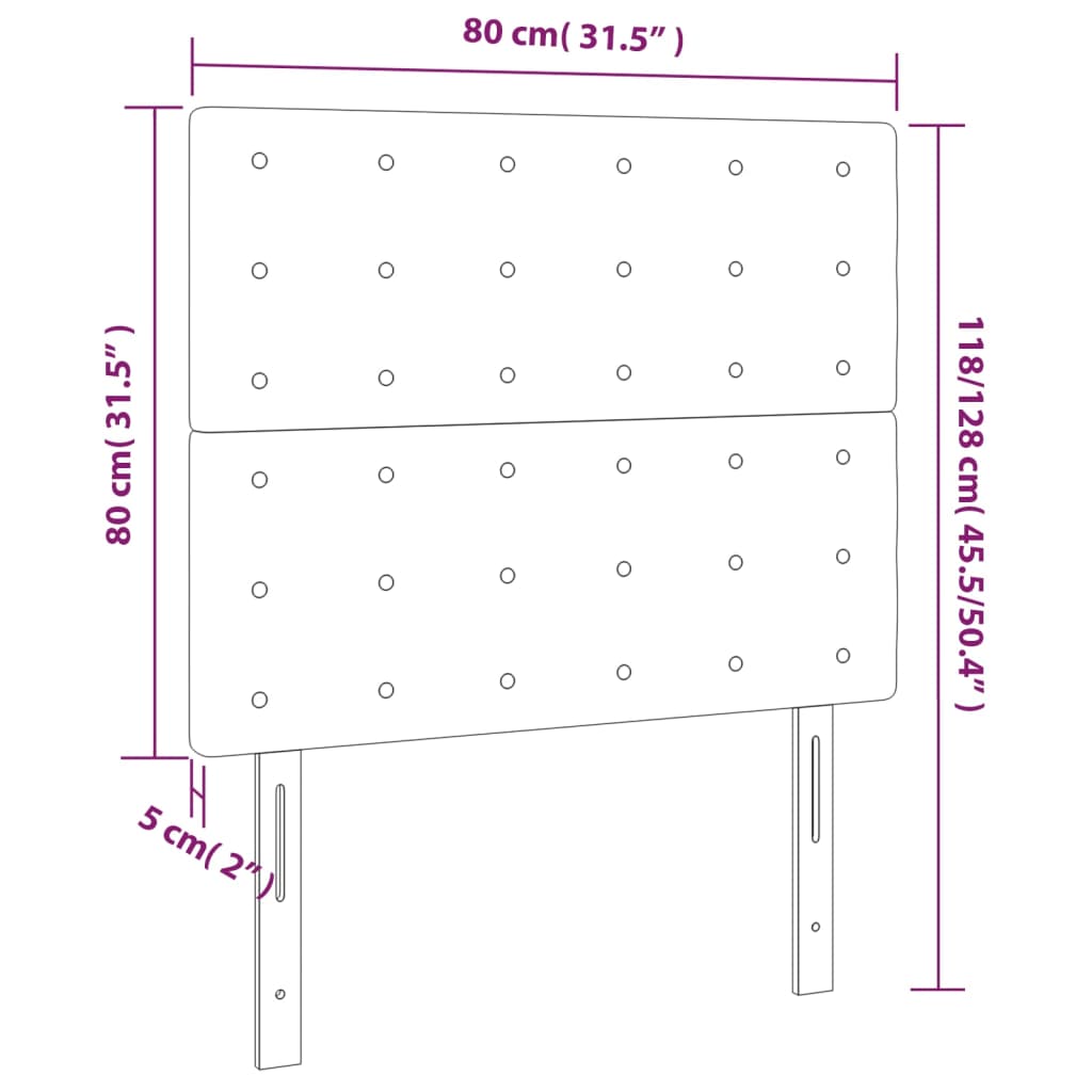 vidaXL Kopfteile 2 Stk. Schwarz 80x5x78/88 cm Stoff