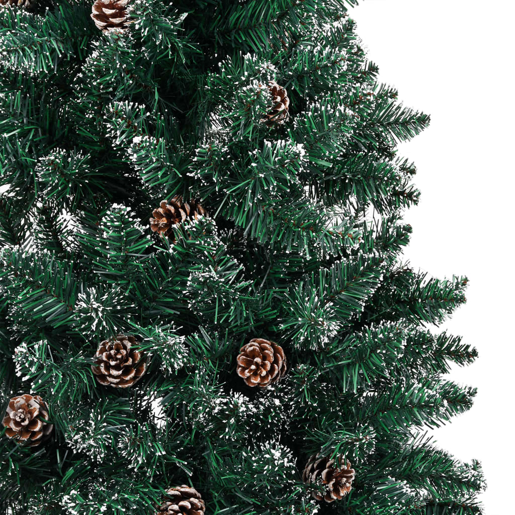 vidaXL Weihnachtsbaum Schlank mit Beleuchtung & Schnee Echtholz 210 cm