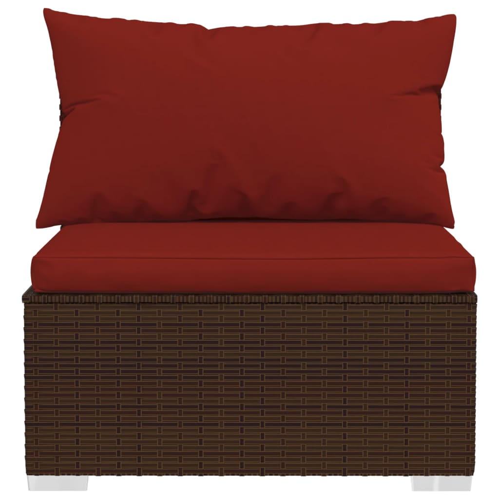 vidaXL 12-tlg. Garten-Lounge-Set mit Kissen Poly Rattan Braun