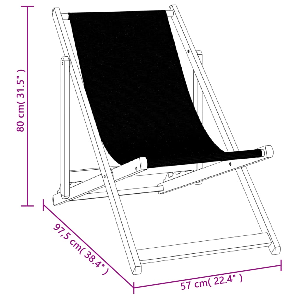 vidaXL Strandstühle 2 Stk. Klappbar Schwarz Aluminium und Textilene