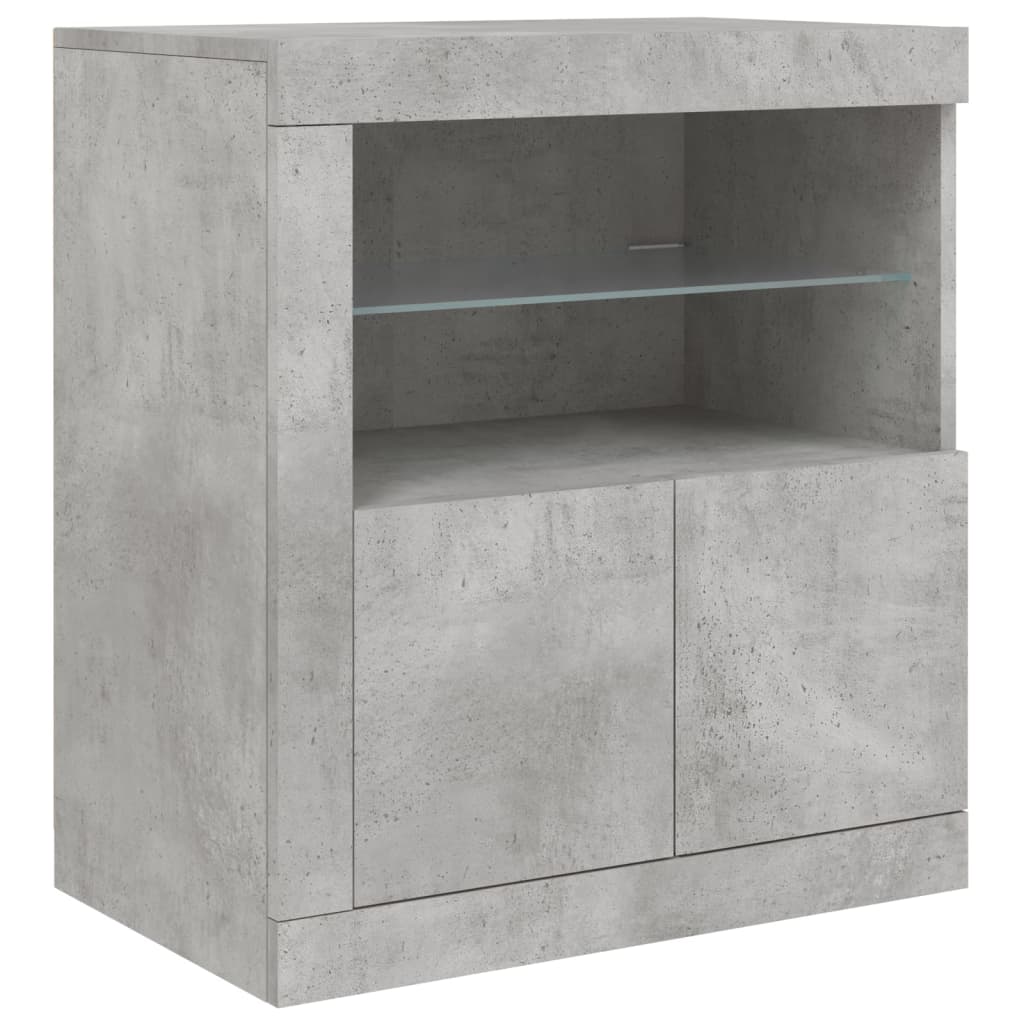 vidaXL Sideboard mit LED-Leuchten Betongrau 60,5x37x67 cm