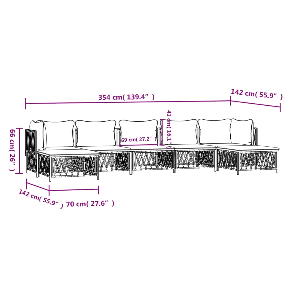 vidaXL 7-tlg. Garten-Lounge-Set mit Kissen Weiß Stahl