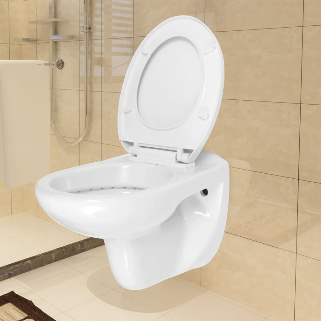 vidaXL Wand-WC mit Absenkautomatik-Sitz Keramik Weiß