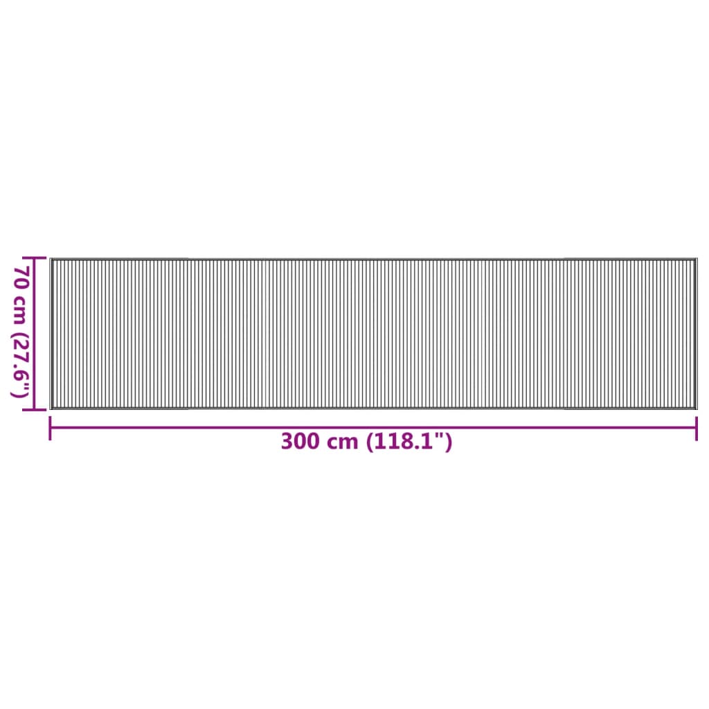 vidaXL Teppich Rechteckig Schwarz 70x300 cm Bambus