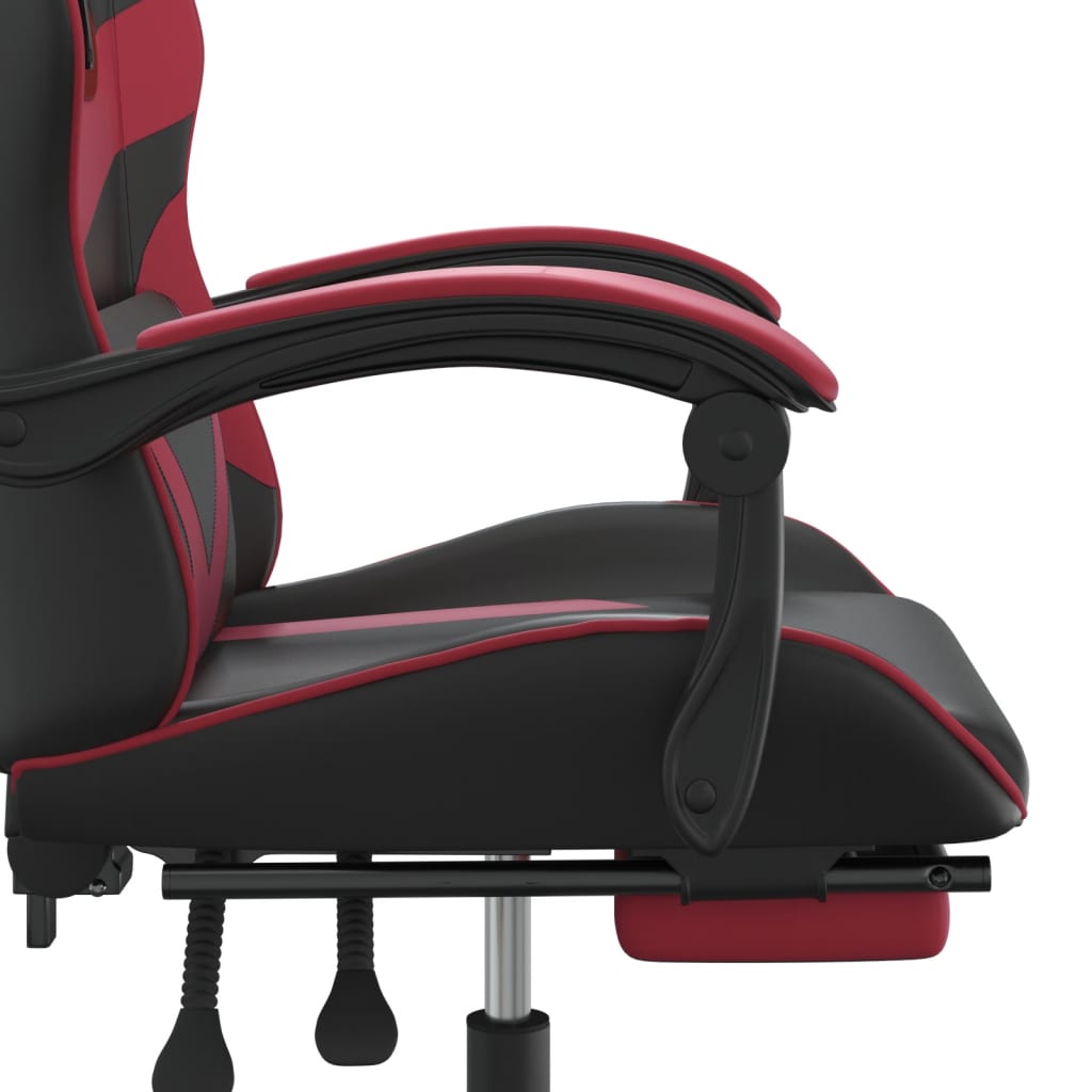 vidaXL Gaming-Stuhl mit Fußstütze Schwarz und Weinrot Kunstleder