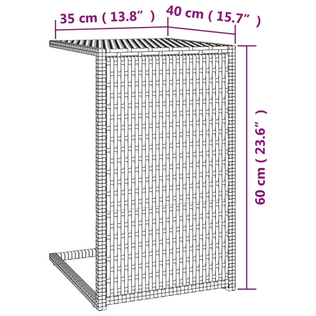 vidaXL C-Tisch Braun 40x35x60 cm Poly Rattan