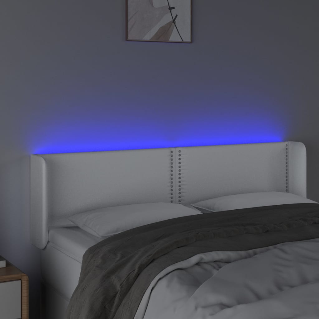 vidaXL LED Kopfteil Weiß 147x16x78/88 cm Kunstleder