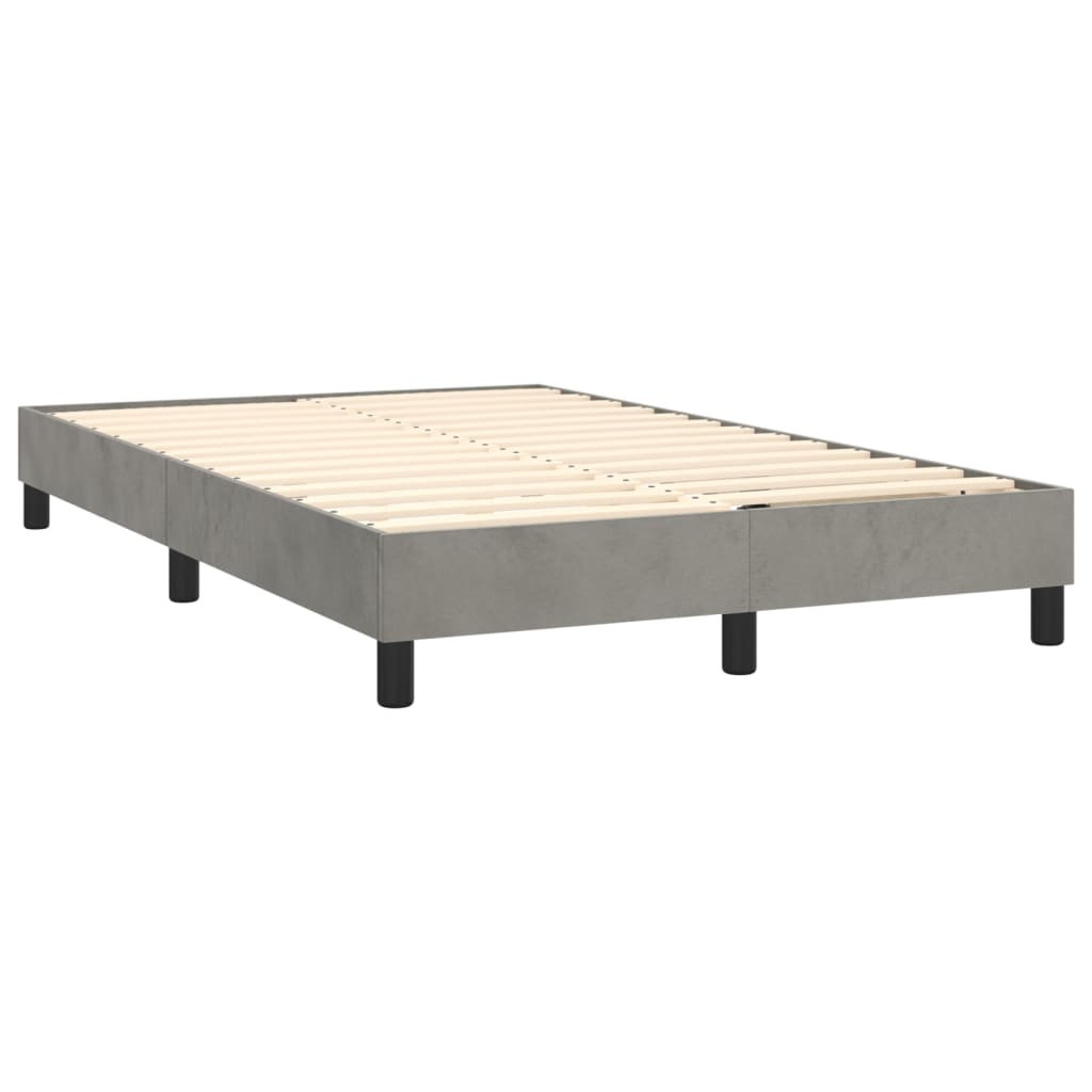 vidaXL Boxspringbett mit Matratze Hellgrau 120x200 cm Samt