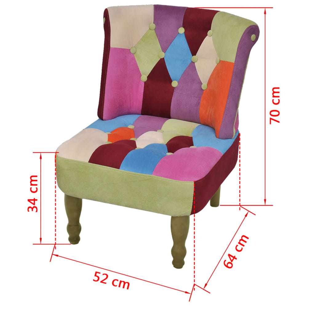 vidaXL Französischer Sessel mit Patchwork-Design Stoff