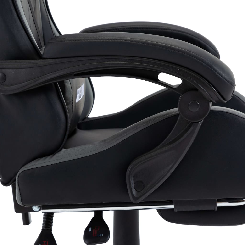 vidaXL Gaming-Stuhl mit Fußstütze Grau und Schwarz Kunstleder