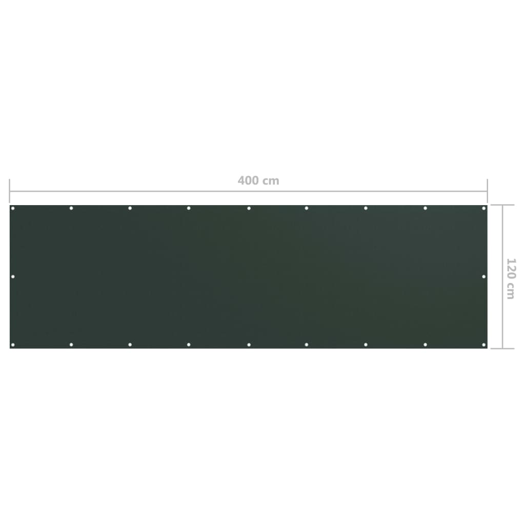 vidaXL Balkon-Sichtschutz Dunkelgrün 120x400 cm Oxford-Gewebe