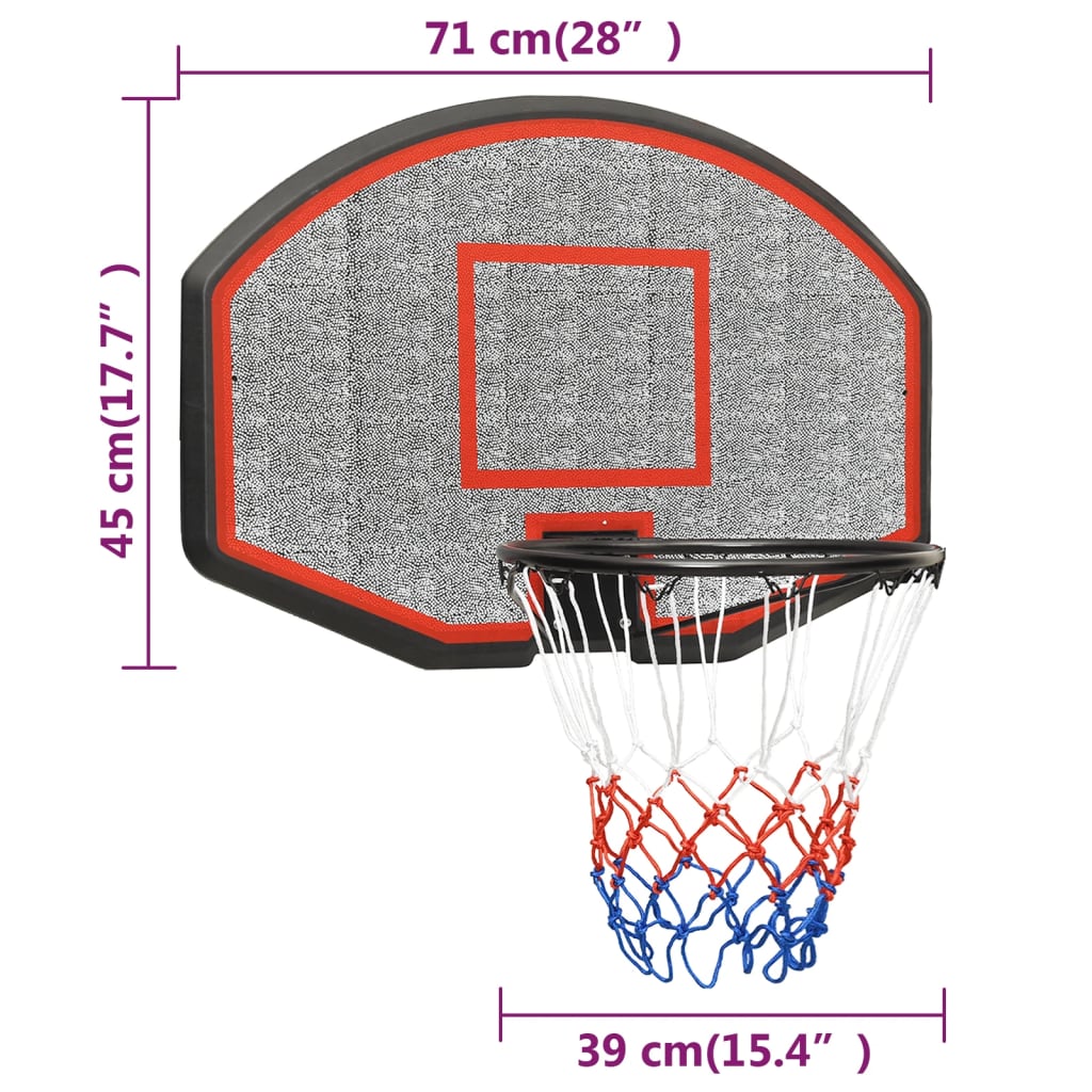 vidaXL Basketballkorb Schwarz 71x45x2 cm Polyethylen
