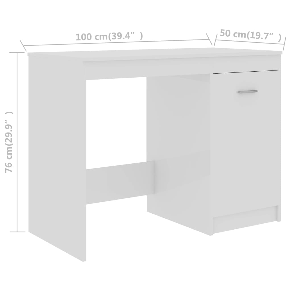 vidaXL Schreibtisch Hochglanz-Weiß 100x50x76 cm Holzwerkstoff